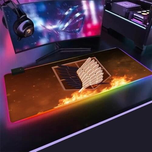 Attack on Titan Mouse Pad Gaming Keyboard Mat Laptop Gamer Decoration Play Mats with Backlight Usb Mat Rgb Mousepad Carpet Led