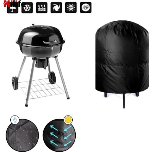 Round BBQ Grill Cover Waterproof Rain Protective Camping Outdoor Barbecue Cover Grill Cover 77x58cm/80x66x100cm Anti Dust
