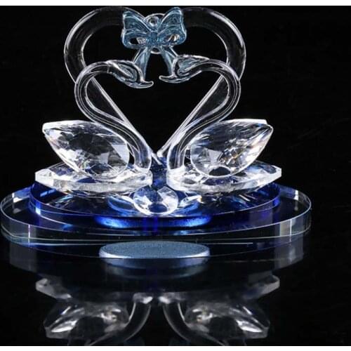 Quartz Crystal Swan Crafts Glass Paperweight Fengshui Ornaments Figurines Home Room Party Wedding Decor Gifts Chinese Souvenir