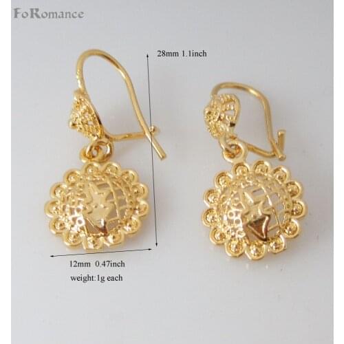 MIN ORDER 10$ CAN MIX DESIGN/ FIVE STYLES DANGLE EARRING WITH DIFFERENT DANGLER FLOWER LEAF - YELLOW GOLD GOLD GP OVERLAY