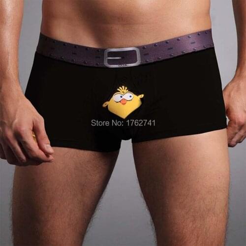 Men Lingerie Cartoon Underwear Mens Trunk Shorts Boxershorts 3D Belt Pattern Boxers Bird Print Pants Pouch Boxer