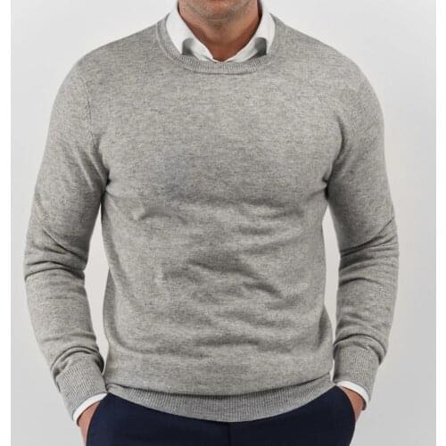 2019 Sweater Men Autumn Winter Warm Mens Knitted Wool Sweaters Solid Color Casual O-Neck Cotton Pullover