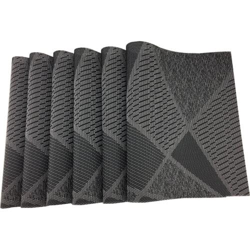 Set of 6 Geometric pattern Place Mats PVC Non Slip Washable Dining Table Placemat Coasters Waterproof Table Pads Cutlery Tool