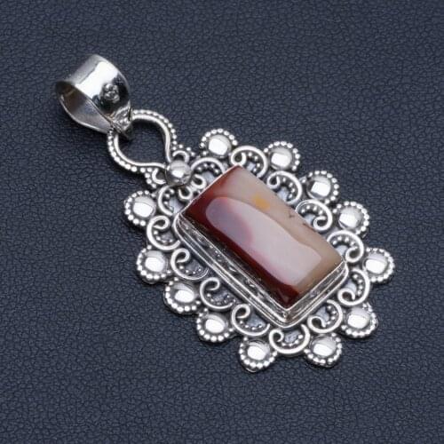 Natural Royal Imperial Jasper Boho Style 925 Sterling Silver Pendant Necklace 1 3/4" R0535