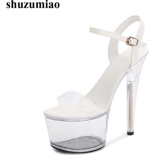 Stripper Shoes Pole Dance High Heels Sexy Women Shoes Transparent Sandals Women Wedding Dress 2021 Pistol Heel Female Sandals
