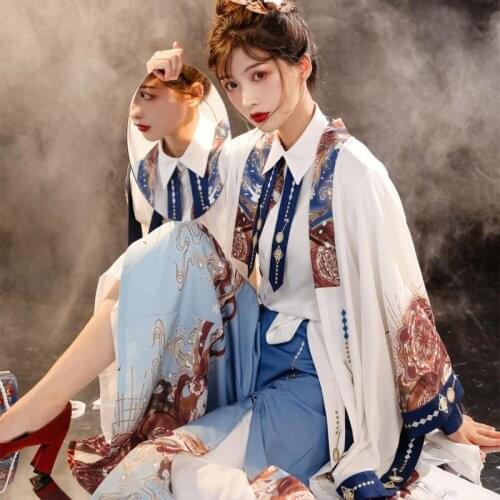 Ancient Clothing New Style Hanfu Dressing Print Women Hanfu Suit Halloween Novelty White Spring New Cosplay Costume