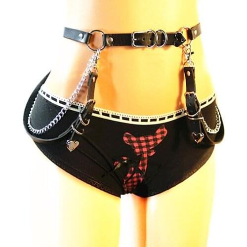 105cm Adjustable Punk Hip Hop Metal Belt Leather Belt Gothic Streetwear Chain Love Heart Goth Belt Dance Streetwear Women Belt