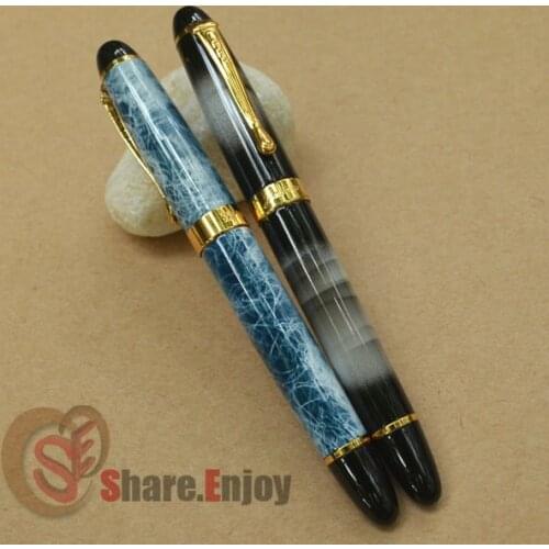 FOUNTAIN PEN 18KGP 0.7mm BROAD NIB 2 PCS JINHAO X450 BLUE MARBLE VS WHITE CLOUD JINHAO 450