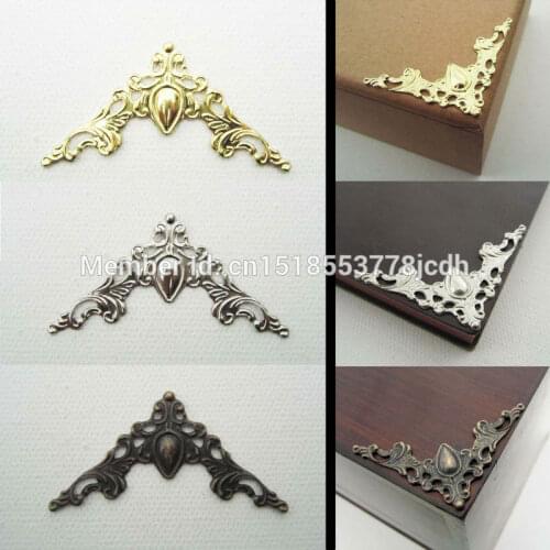 12pcs Brand New Decor Flower Silvery Golden Jewelry Box Chest Gift Wooden Case Book Menu Scrapbook Photo Album Corner Protector