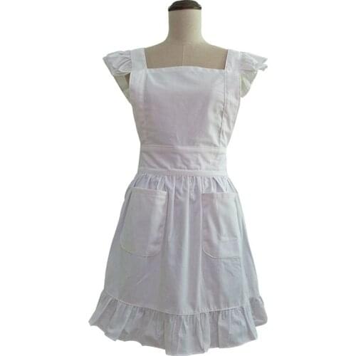 Cute Lovely Cotton Retro Kitchen Cooking Aprons For Women Girls Vintage Baking Sexy Victorian Apron With Pockets