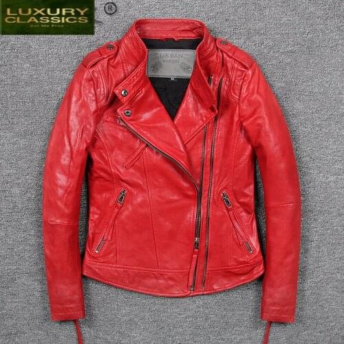 Streetwear 100% Real Leather Coat Female Natural Sheepskin Coat Women Moto Genuine Leather Jacket Winter Autumn Coats 760