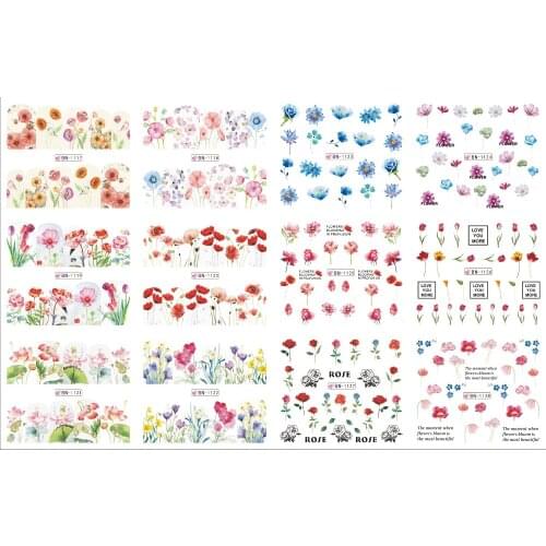 UPRETTEGO 12 PACK/ LOT WATER DECAL NAIL ART NAIL STICKER FULL FLOWER COVER MARGUERITE DAISY GLADIOLUS CARNATION BN1117-1128