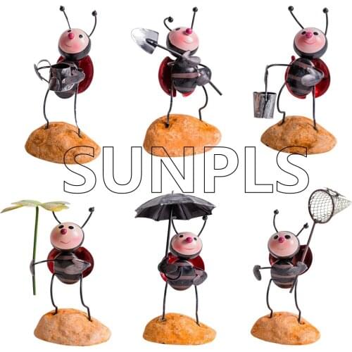 Funny Little Ladybug Art Small Insect Matel Doll Garden Decoration Outdoor Statues Home Decor Desktop Accessories tuin decoratie