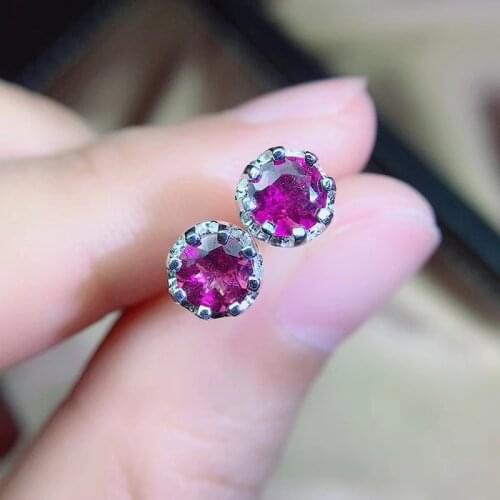CoLife Jewelry 925 Silver Garnet Stud Earrings for Daily Wear 5mm Natural Pyrope Garnet Earrings Gift for Woman