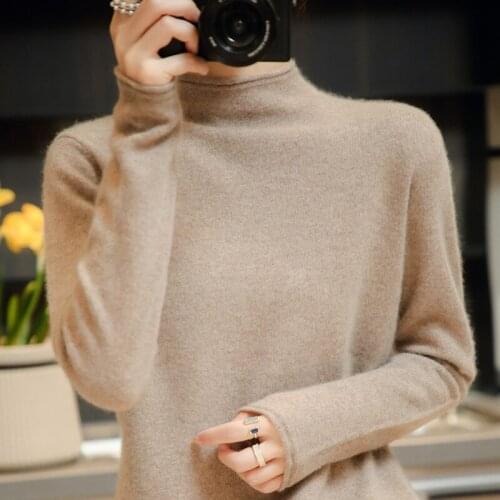 Women Jumper 2021 New Autumn Winter 100% Wool Knitted Pullover Female Loose Warm Soft Sweater Ladies Casual Tops Black Camel