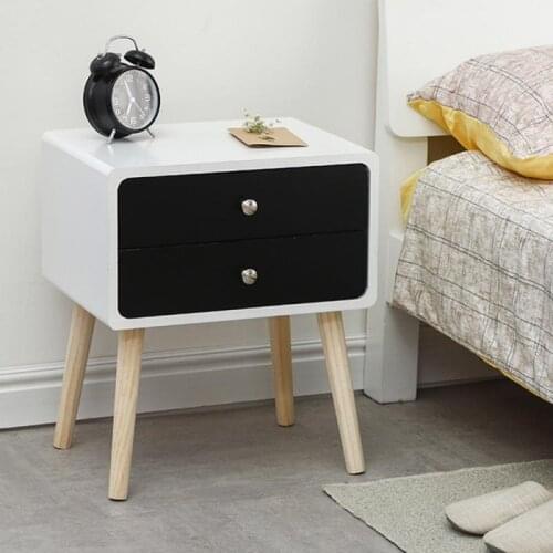 1pcs Nordic Bedside Table With Two Drawer Wooden Nightstands Bedside Storage Cabinet Home Bedroom Furniture Dropshipping
