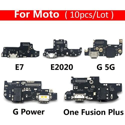 10pcs/Lot, USB Charging Port Microphone Dock Connector Board Flex Cable For Moto G 5G / G Power / E7 / E 2020 / One Fusion Plus