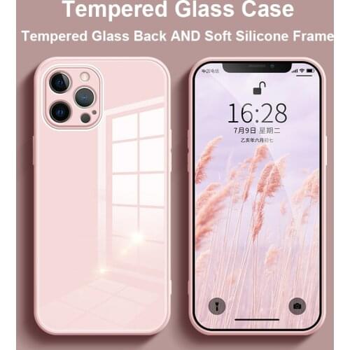 2021 Tempered Glass Phone Case for IPhone 11 12 Pro Max 12 Mini XR X XS Max SE 2020 8 7 6s 6 Plus Soft Silicone Frame Back Cover