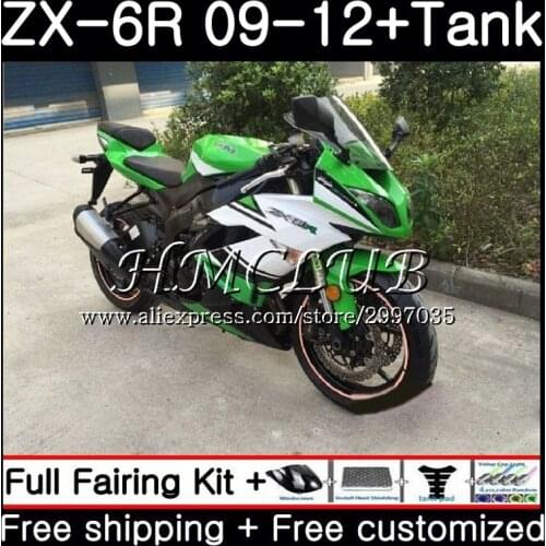 +Tank For KAWASAKI green white NINJA ZX636 ZX-6R 2009 2010 2011 2012 53HC.11 ZX 636 600CC ZX 6R ZX-636 ZX6R 09 10 11 12 Fairing