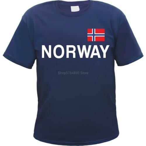 Norway T-Shirt - Dark - with Flag Print - S 3XL - Norway Norge Oslo