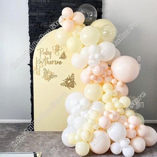 Wedding Birthday Party Decor Bubble Gum Double Maca Yellow Latex Balloon Garland Arch Wedding Birthday Party Baby Shower Decor
