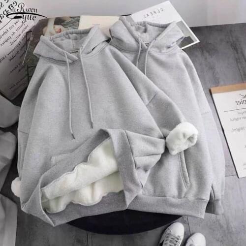 Ins Hot Plus Velvet Thickened Hooded Womens Spring 2021 Long Sleeve Jacket Preppy Style Hoodie Sweatshirt Women Pullover 12677