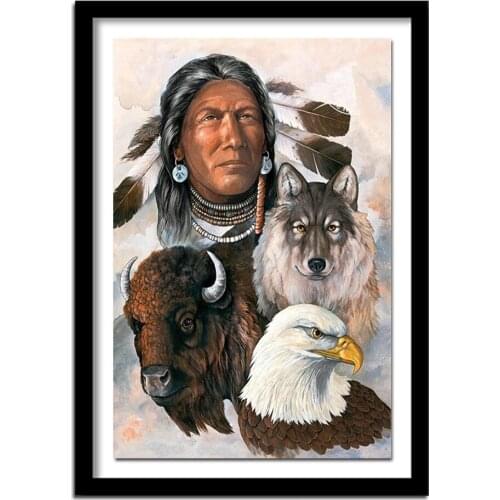 3D Diamond Cross Stitch Kits Diy Embroidery Home Decoration Picture Of Rhinestone diamond Painting Indian With Animals