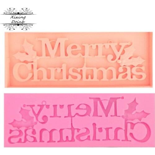 DIY new Merry Christmas English alphabet silicone mold chocolate fudge mold baking cake decoration tools