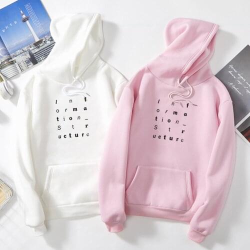 English Letter Print Kawaii Hoodies Women Korean Style Sweatshirt Simple Streetwear Warm Harajuku Hoody Ladies Ariana Grande