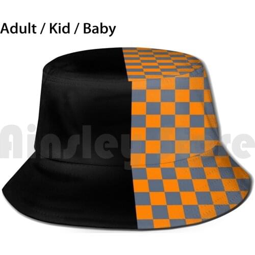 Split Checkerboard Dress - Black Sun Hat Foldable UV Protection Vols Go Vols Checkerboard Two Color Split Smoky Mountains