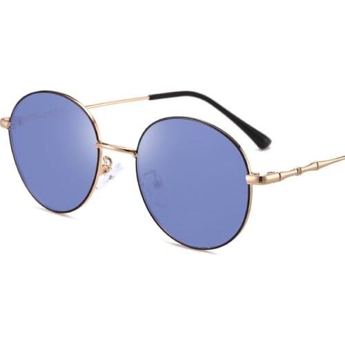New men And Women Retro Color-Changing Polarized Ocean Round Frame Sunglasses Fashion Trend Sunglasses