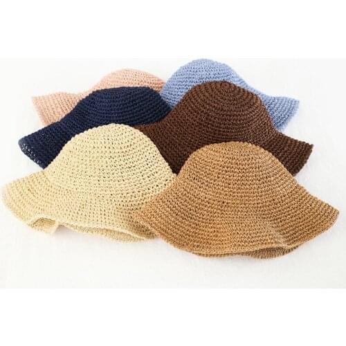 New style straw hat Rafi hollow fan-shaped big-edge sun hat handmade straw hat sunscreen beach hat