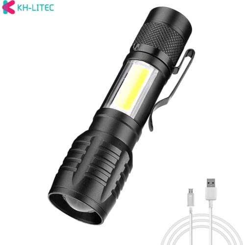 Super Bright Led flashlight USB linterna led torch XPE +COB Power Tips Zoomable Bicycle Light Flashlight Torch