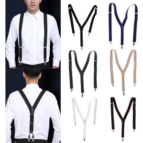 Mens Skinny Suspenders Y Back Wide Elastic Adjustable Trouser Clips Braces for Work Special Event or with Casual Attire