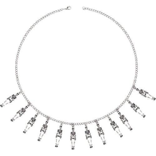 Vintage Pirate Skull Punk Necklace HipHop Skeleton Pendants For Women Halloween Gifts