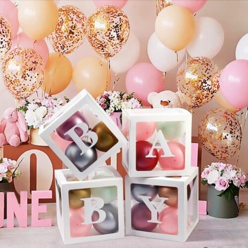 Balloon Box A-Z Name For Baby Shower BABY ONE Blocks Boy Girl Party Supplies Wedding Decoration 1st Birthday Parties decoration