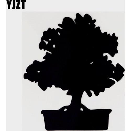 YJZT 11CM×12.7CM Potted Plants Creative Vinyl Car Window Sticker Decal Black/Silver 18B-0202