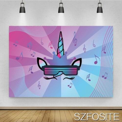 Wonderful Musical Note Unicorn Backdrop Girl Birthday Party Room Decoration Photography Studio Photo Kid Custom Vinyl Background
