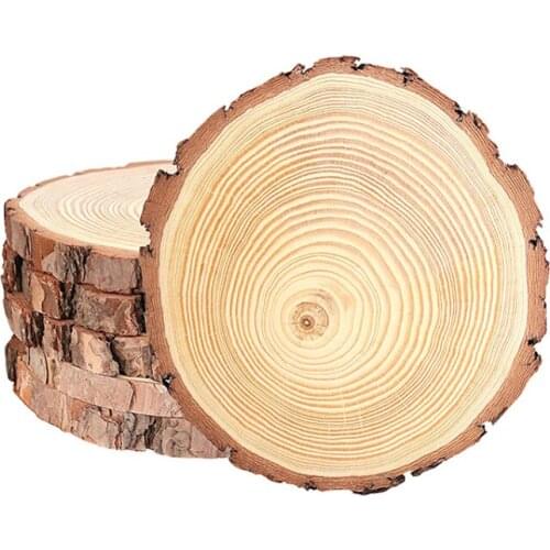 Factory Customized natural carving disc polished birch pine rustic round wood slices for craft