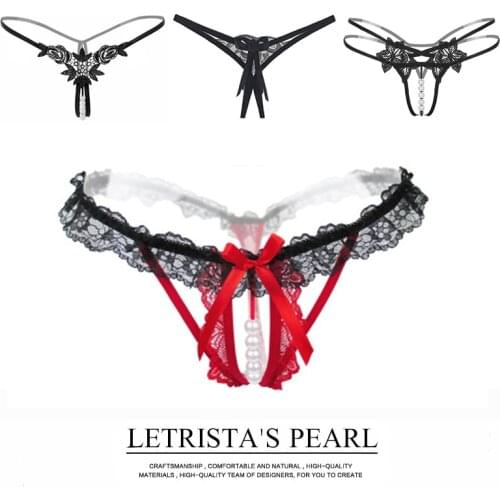 Women Sexy Lingerie Sexy Panties Sexy Pearl G-String Crotchless Underwear Erotic Hot Thongs Lingerie Ladies Knickers Underpants