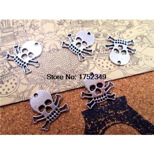150pcs--Pirate Charms Antique Tibetan Silver Tone Skull and Crossbones 17x18mm