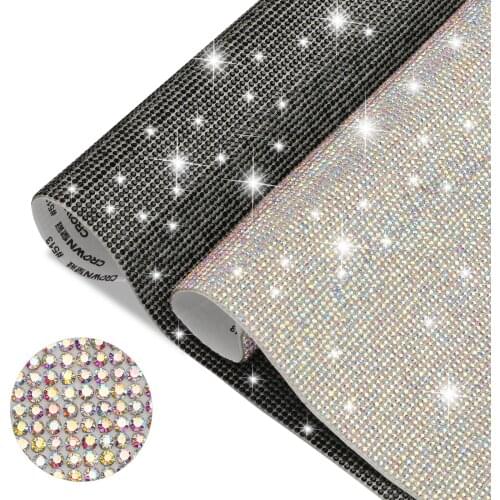 24*20cm Glass Rhinestone Sticker Sheet Trim Crystal Stickers Beaded Applique Diy Car Decoration Self Adhesive Patch Accessories