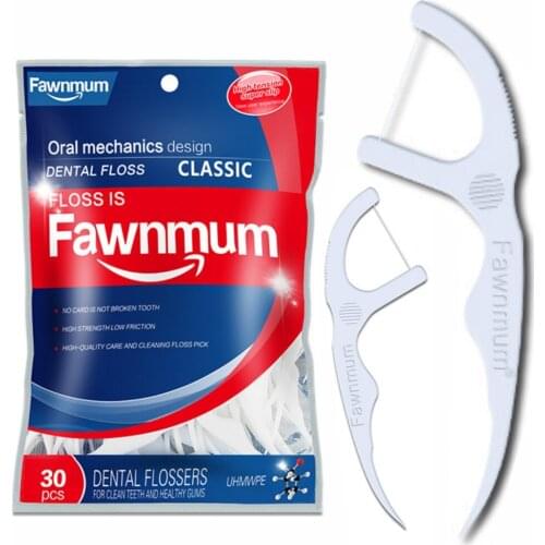 30Pcs Oral Hygiene Adult Interdental Brushes Dental Floss Flosser Sticks White Tooth Picks Food Residue Remover Teeth Cleaning