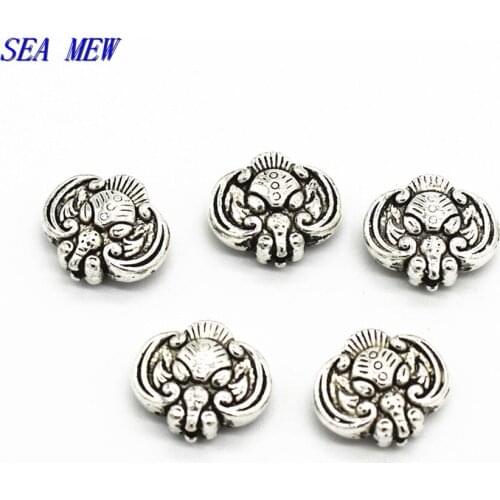 50 PCS 12.2mm*10.5mm Vintage Metal Alloy Antique Silver Color Spacer Beads Nepal Elephant Head Hole Beads For Jewelry Making