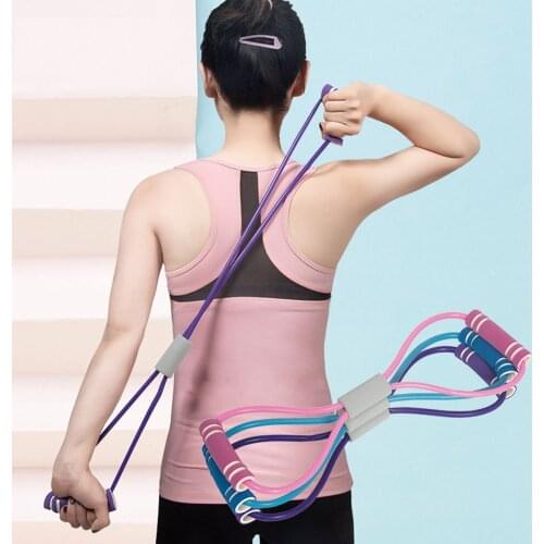 8 Word Type Resistance Band Chest Fitness Yoga Pull Rope Tube Rubber Muscle Training Stretch Crossfit Equipment Elastic Band