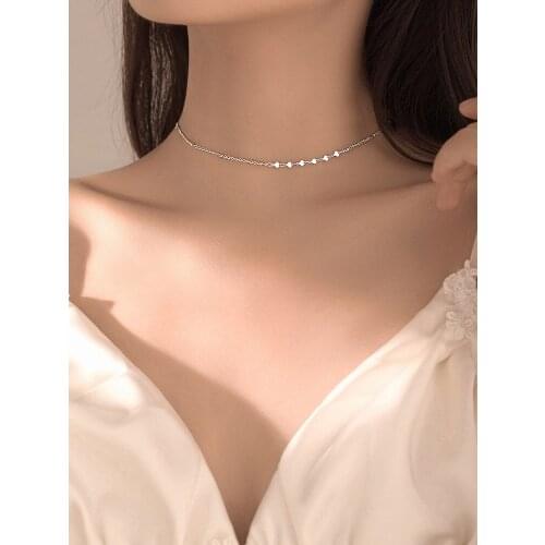 925 Sterling Silver Heart Choker Sweet Dainty Women Girls Fashion Beautiful Necklaces