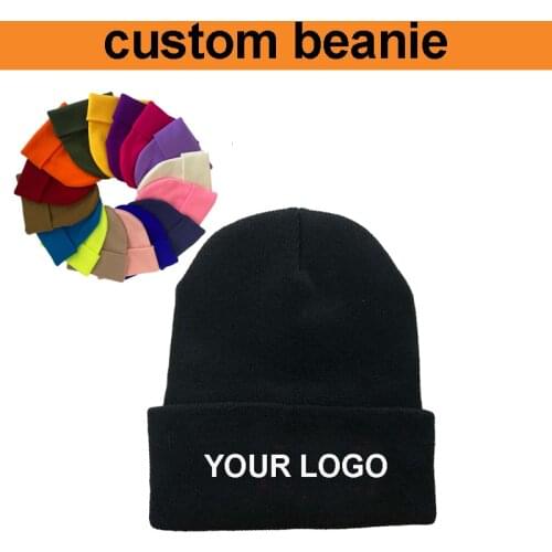 Free shipping!adult 100% acrylic 75gms winter knitting hats add your logo embroidered custom logo beanies hat