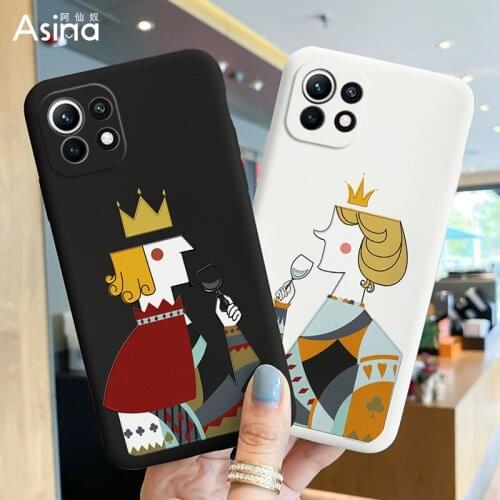 ASINA Cartoon Case for Xiaomi Mi11 10 9 8 Lite Official Liquid Silicone Cases for Redmi Note 9T 9 8 7 Cover Cute Couple Fundas