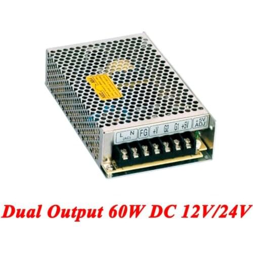 D-60C Switching Power Supply 60W 12V/24V,Double Output AC-DC Power Supply For Led Strip,transformer AC 110v/220v To DC 12v/24v