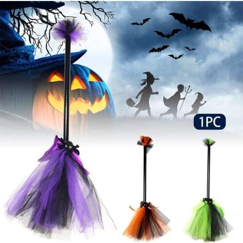 Halloween Kids Witch Broomstick Witch Broom For Halloween Cosplay Dress Up Costume Party DIY Decorations